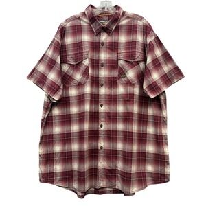 Ariat Men's Rebar Flannel DuraStretch Short Sleeve Red Plaid Workwear Shirt XXL